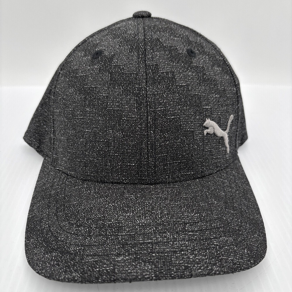 Puma Flexfit Stretch Running Athletic Baseball Hat Cap Black Heather LG/XL